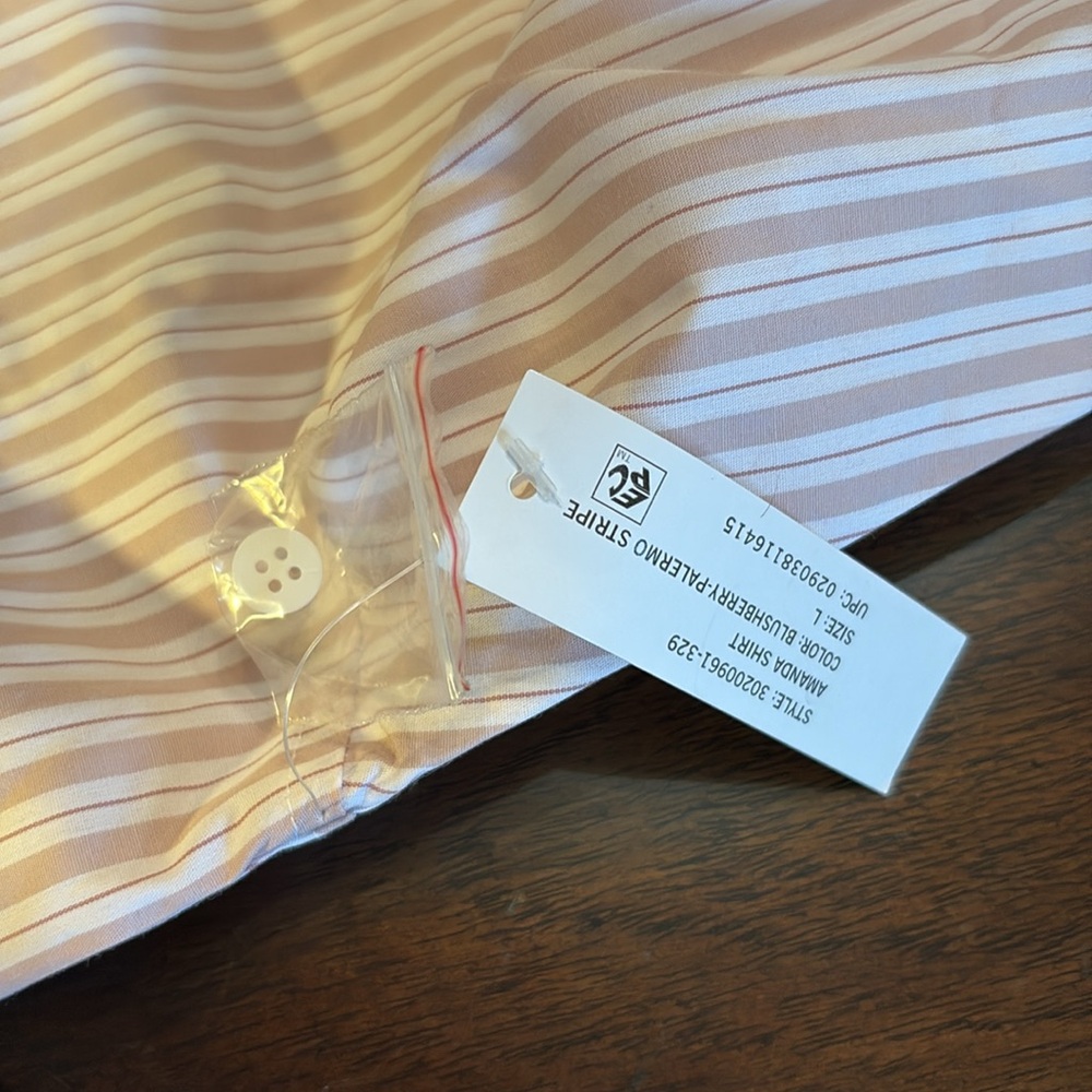 Gloria Vanderbilt Pink Striped Button Down Wrinkle Resistant Oversized Shirt - Picture 7 of 11